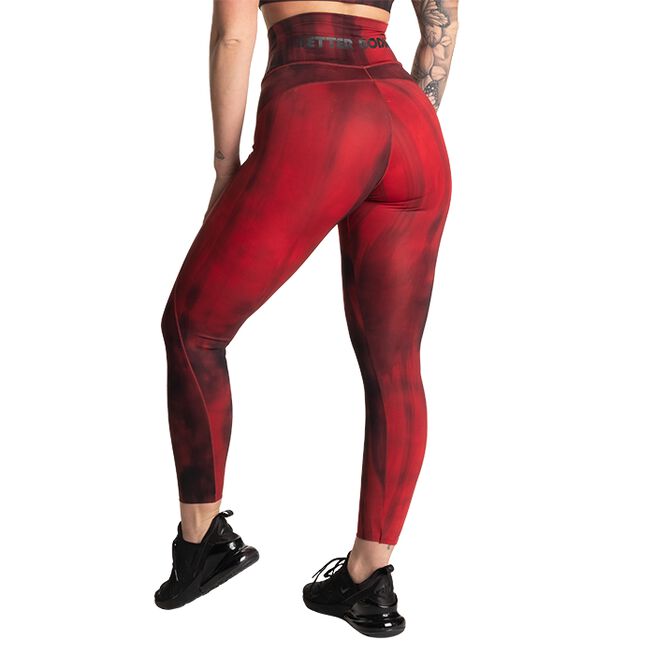 High Waist Leggings, Chili Red Grunge